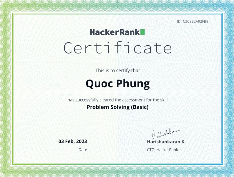 HackerRank Problem Solving Basic certificate